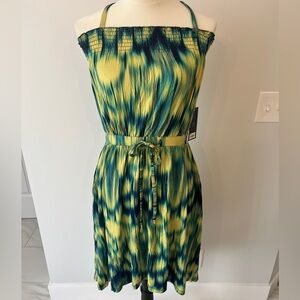 NWT Jennifer Lopez dress size medium blue green yellow bright